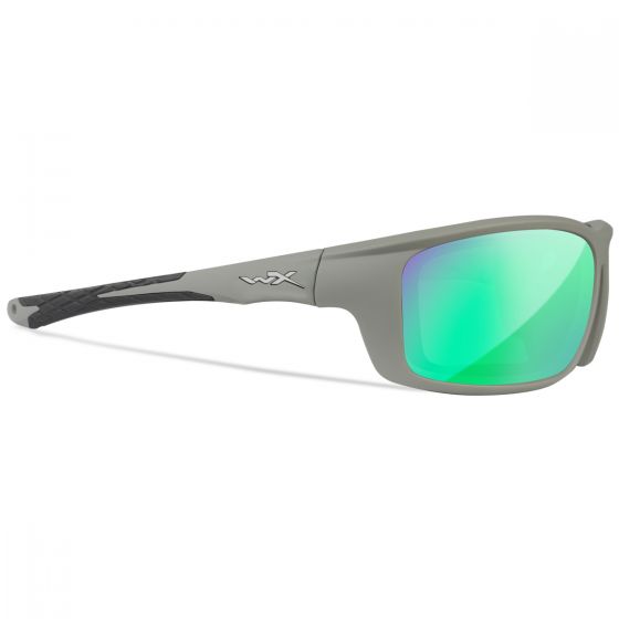 Wiley X WX Grid Glasses - Captivate Polarized Green Mirror Lenses / Matte Cool Grey Frame
