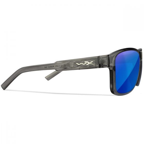 Wiley X WX Trek Glasses - Captivate Polarized Blue Mirror Lenses / Gloss Crystal Dark Grey Frame