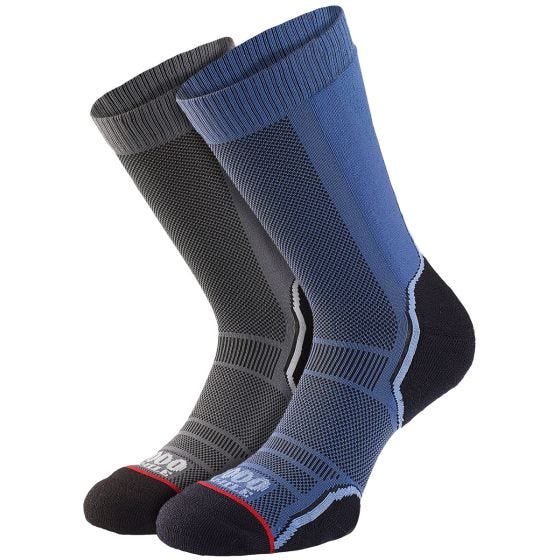 1000 Mile Treck Single Layer Socks 2 Pack Navy/Charcoal