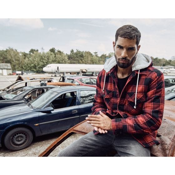 Brandit Lumber Hooded Jacket Red/Black