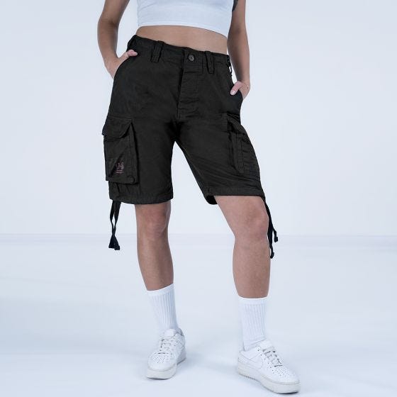 Surplus Ladies Airborne Vintage Shorts Washed Black