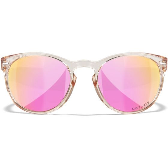 Wiley X WX Covert Glasses - Captivate Polarized Rose Gold Lenses / Gloss Crystal Blush Frame