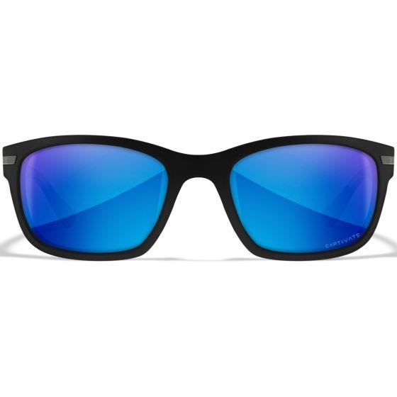 Wiley X WX Helix Glasses - Captivate Polarized Blue Mirror Lenses / Matte Black Frame