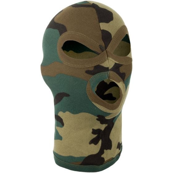 MFH 3 Hole Balaclava Lightweight Cotton Woodland