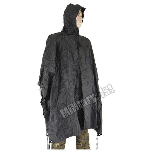 Waterproof Poncho Ripstop Black